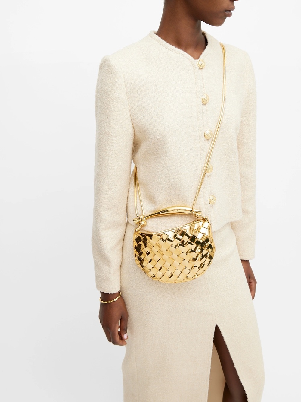 Bottega Veneta Gold Mini Sardine Crossbody Bag